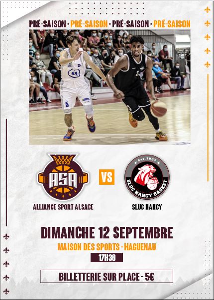 Match préparation saison Basket PRO B - Alliance Sport Alsace contre SLUC NANCY