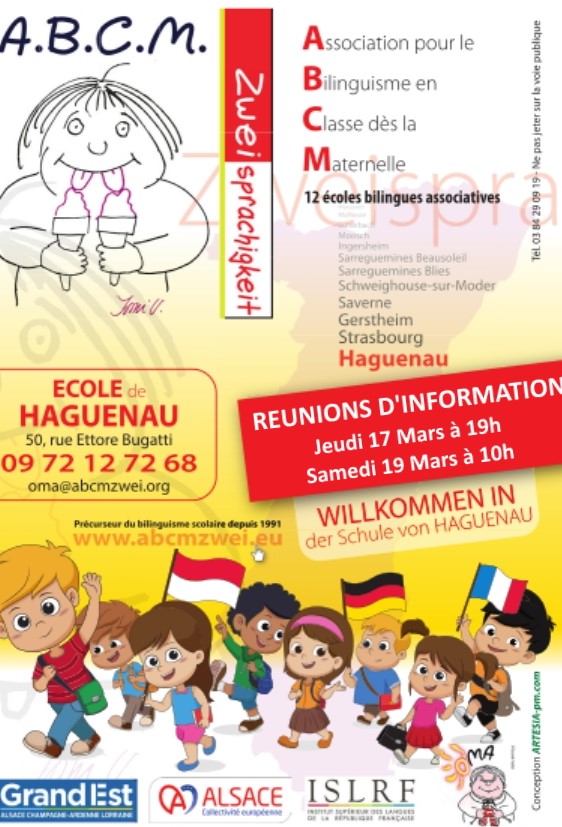 Réunion d\'information - Ecole A.B.C.M. Zweisprachigkeit Haguenau - jeudi 17 mars 2022