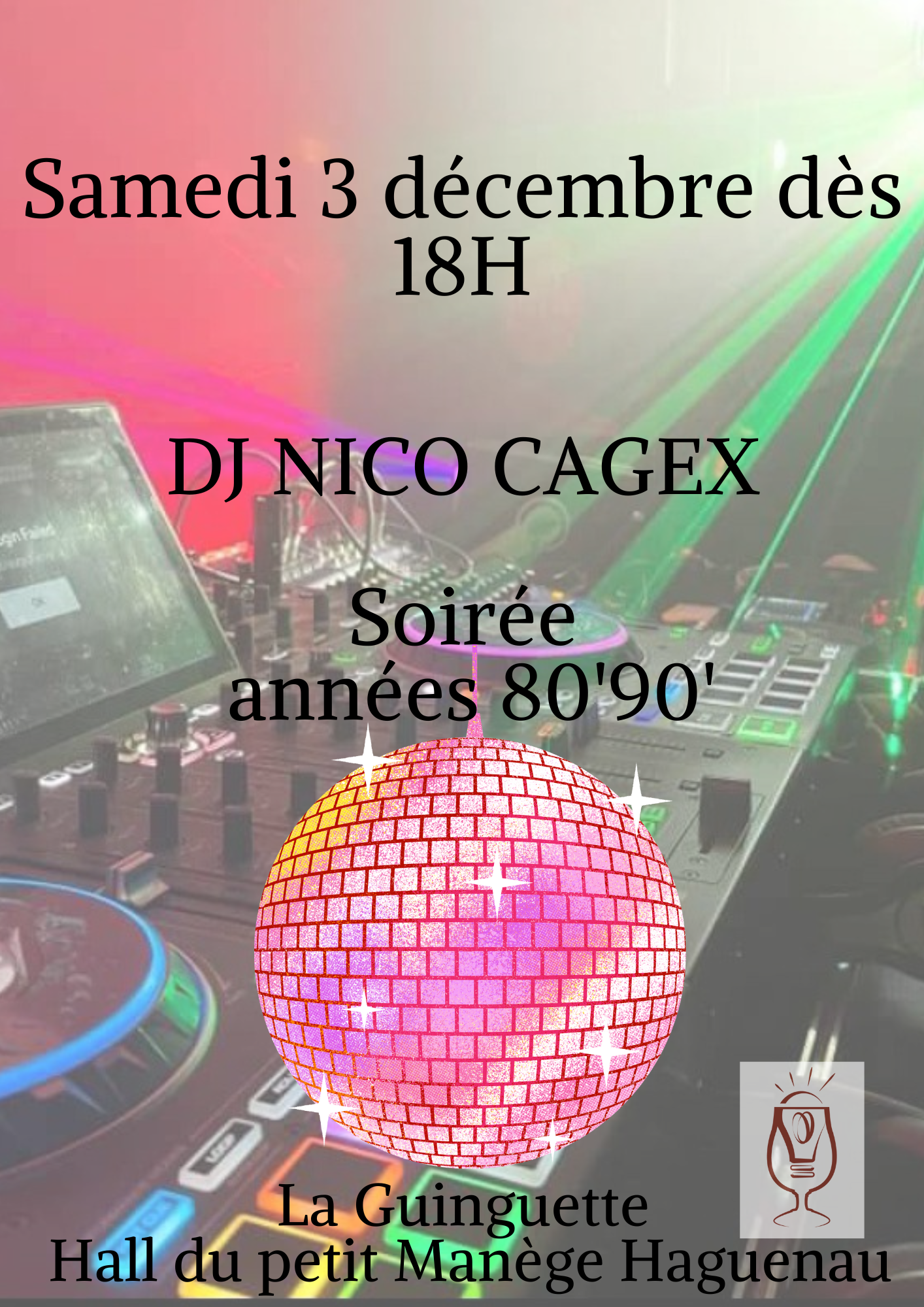 Soirée dance music DJ avec Nico Cagex à la Guinguette