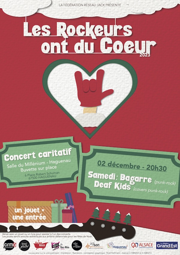 Concert :Les Rockeurs ont du Cœur : Samedi : Bagarre + Deaf Kids